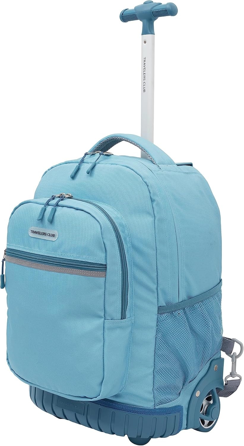 image:imageTravelers Club 18 Rolling Backpack with Shoulder Straps BlackAqua
