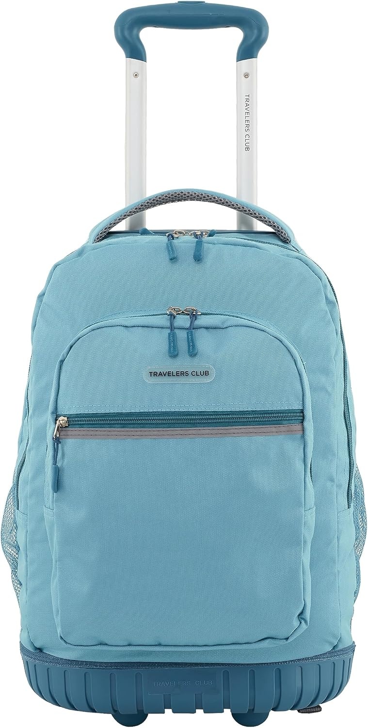 image:imageTravelers Club 18 Rolling Backpack with Shoulder Straps BlackAqua