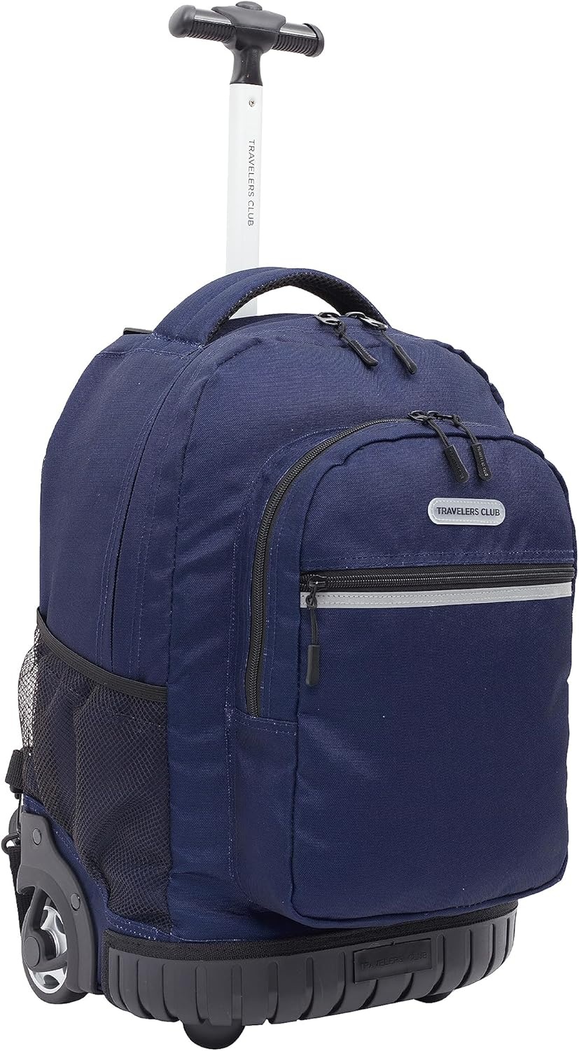 image:imageTravelers Club 18 Rolling Backpack with Shoulder Straps BlackMidnight Blue