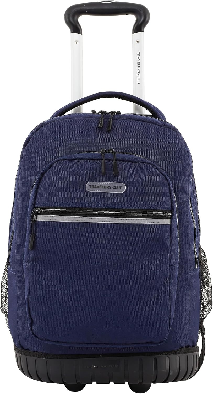 image:imageTravelers Club 18 Rolling Backpack with Shoulder Straps BlackMidnight Blue