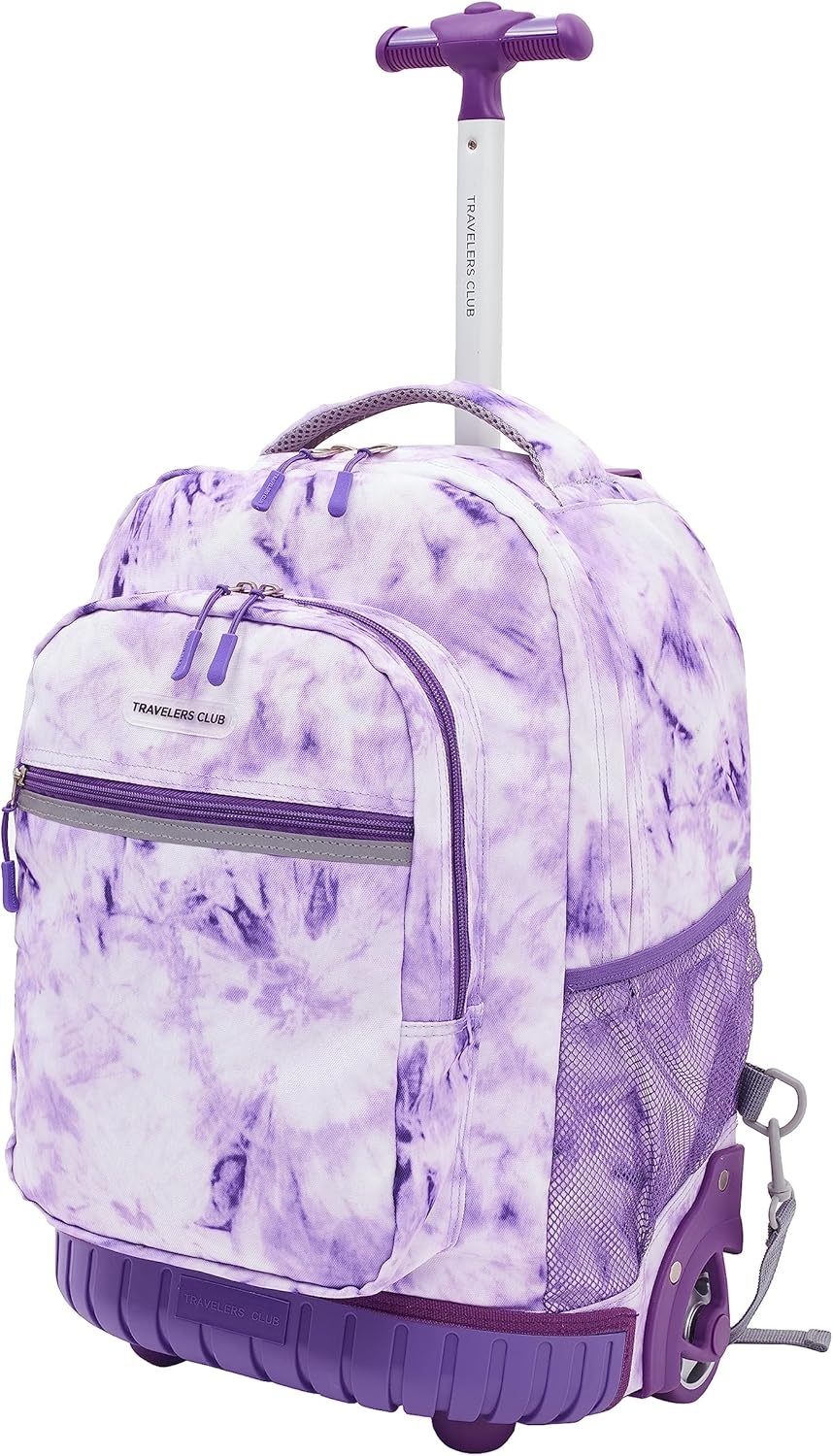 image:imageTravelers Club 18 Rolling Backpack with Shoulder Straps BlackPurple Tie