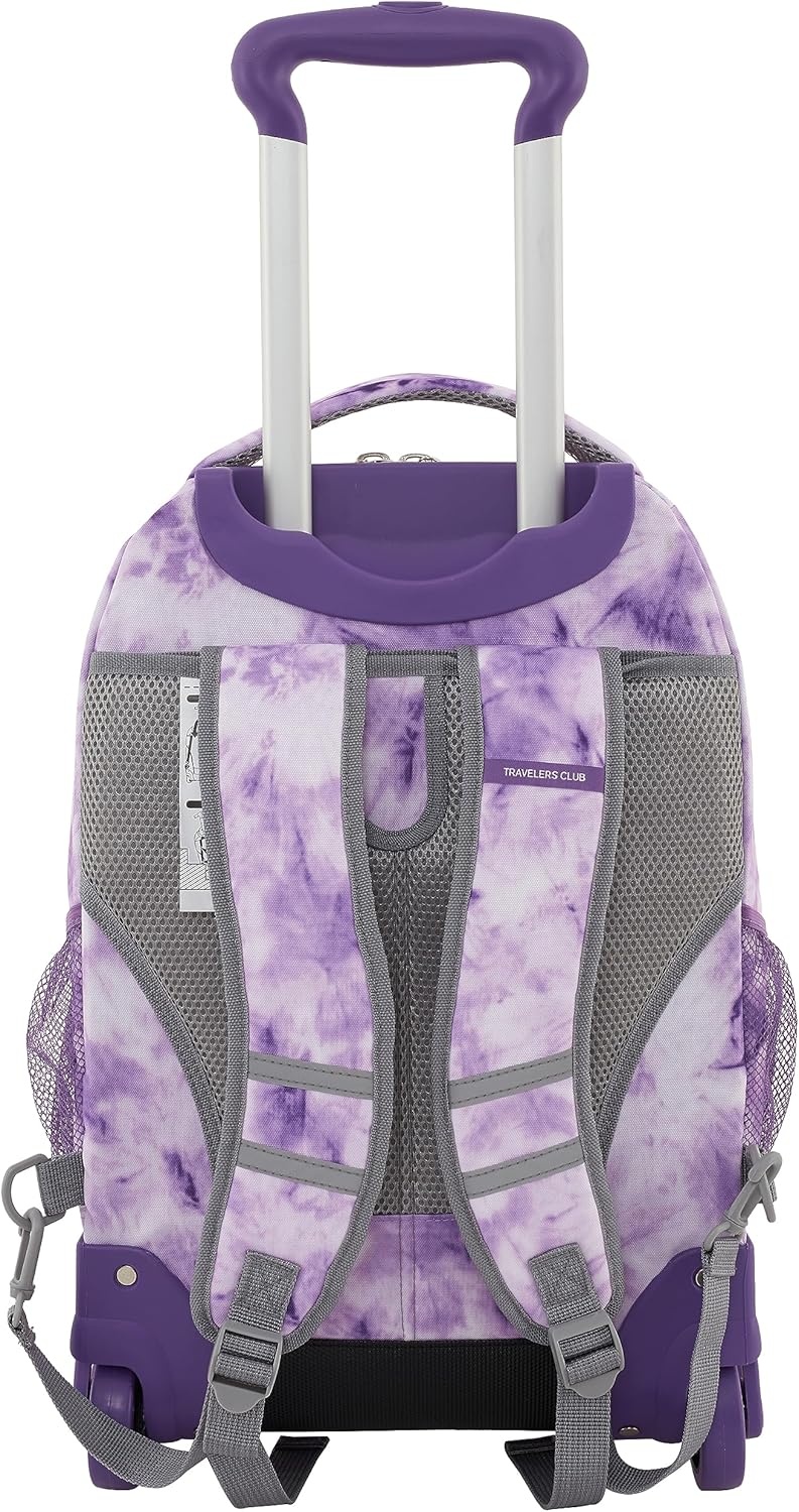 image:imageTravelers Club 18 Rolling Backpack with Shoulder Straps BlackPurple Tie