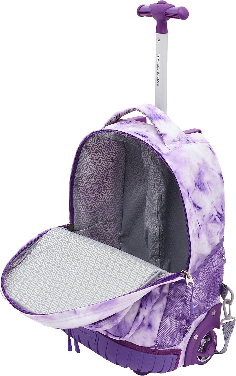 image:imageTravelers Club 18 Rolling Backpack with Shoulder Straps BlackPurple Tie
