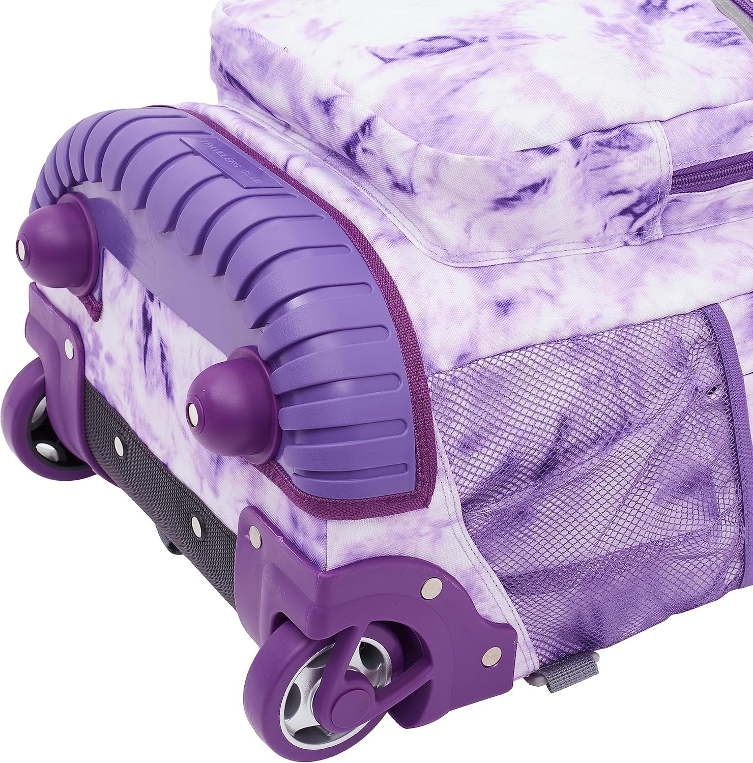 image:imageTravelers Club 18 Rolling Backpack with Shoulder Straps BlackPurple Tie