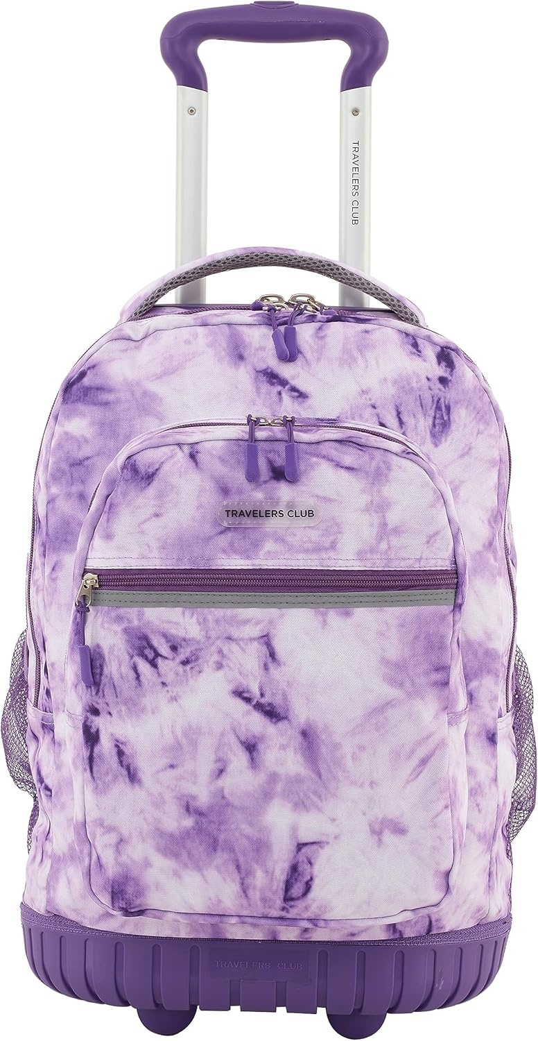 image:imageTravelers Club 18 Rolling Backpack with Shoulder Straps BlackPurple Tie
