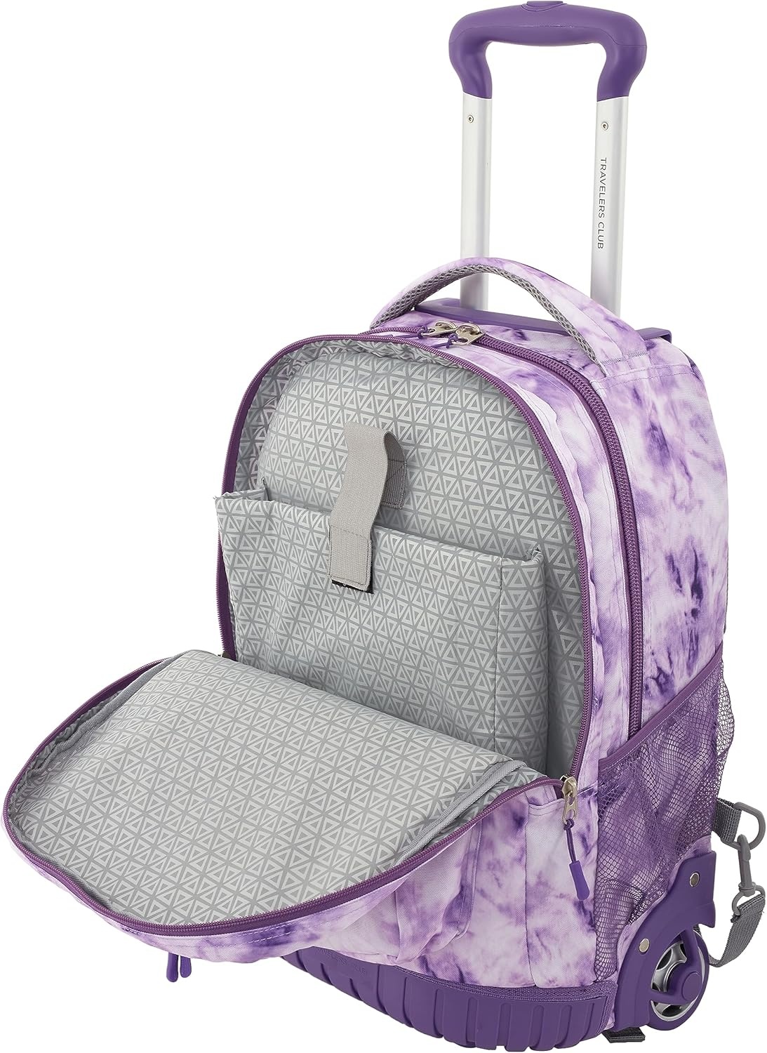 image:imageTravelers Club 18 Rolling Backpack with Shoulder Straps BlackPurple Tie