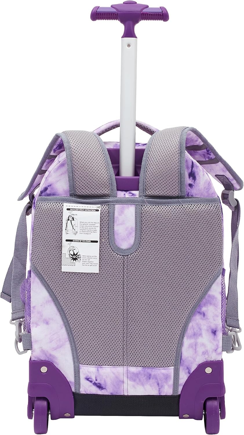 image:imageTravelers Club 18 Rolling Backpack with Shoulder Straps BlackPurple Tie