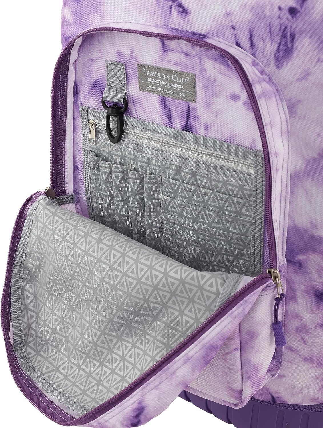 image:imageTravelers Club 18 Rolling Backpack with Shoulder Straps BlackPurple Tie