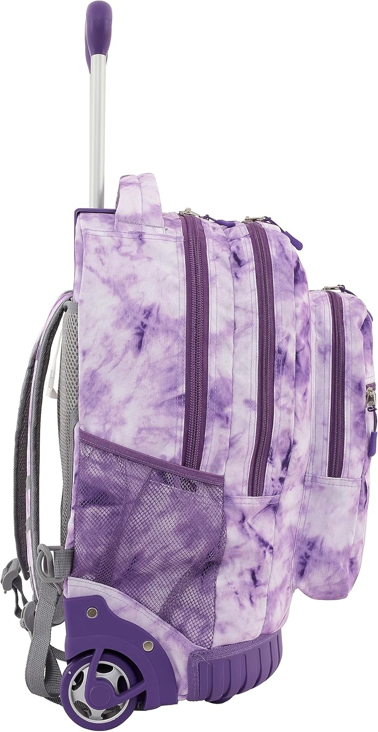 image:imageTravelers Club 18 Rolling Backpack with Shoulder Straps BlackPurple Tie