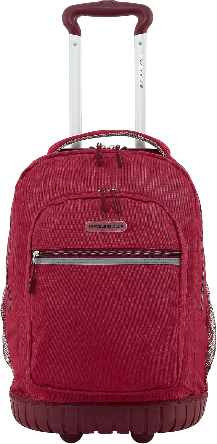 image:imageTravelers Club 18 Rolling Backpack with Shoulder Straps BlackRed