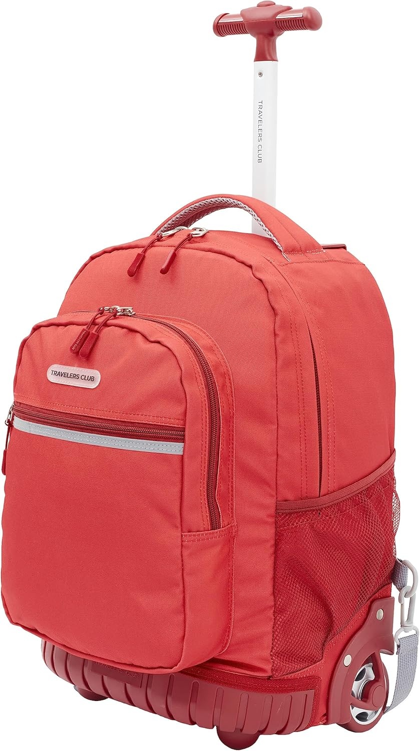 image:imageTravelers Club 18 Rolling Backpack with Shoulder Straps BlackRed