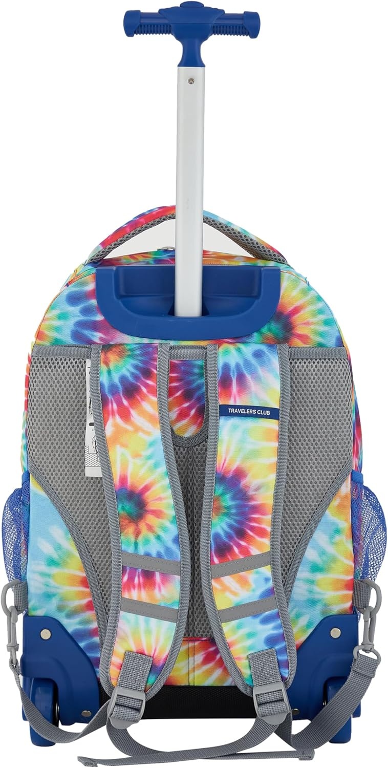 image:imageTravelers Club 4 Piece Rolling Backpack Set With AccessoriesHeartTie Dye
