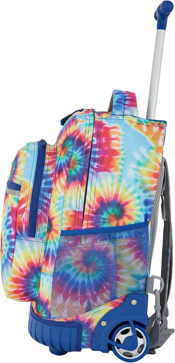 image:imageTravelers Club 4 Piece Rolling Backpack Set With AccessoriesHeartTie Dye