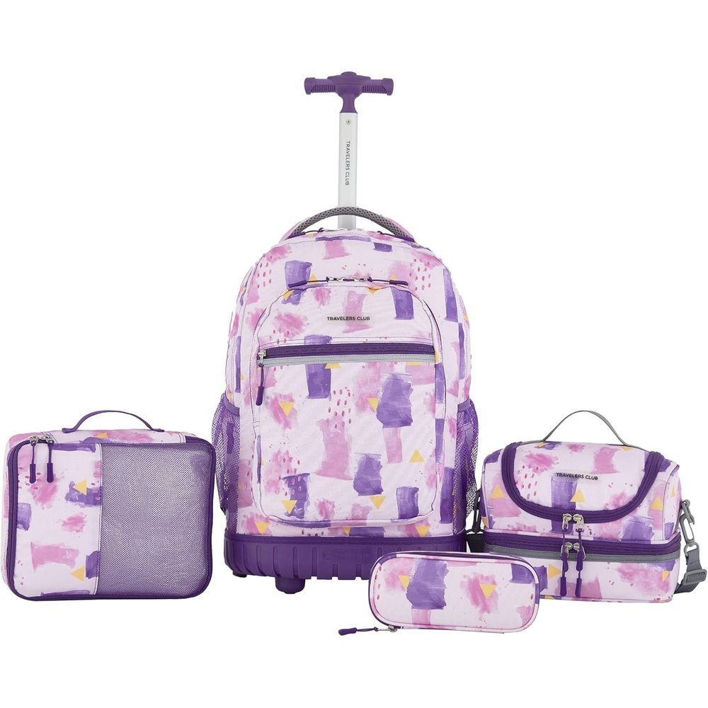 image:imageTravelers Club 4 Piece Rolling Backpack Set With AccessoriesHeartWater