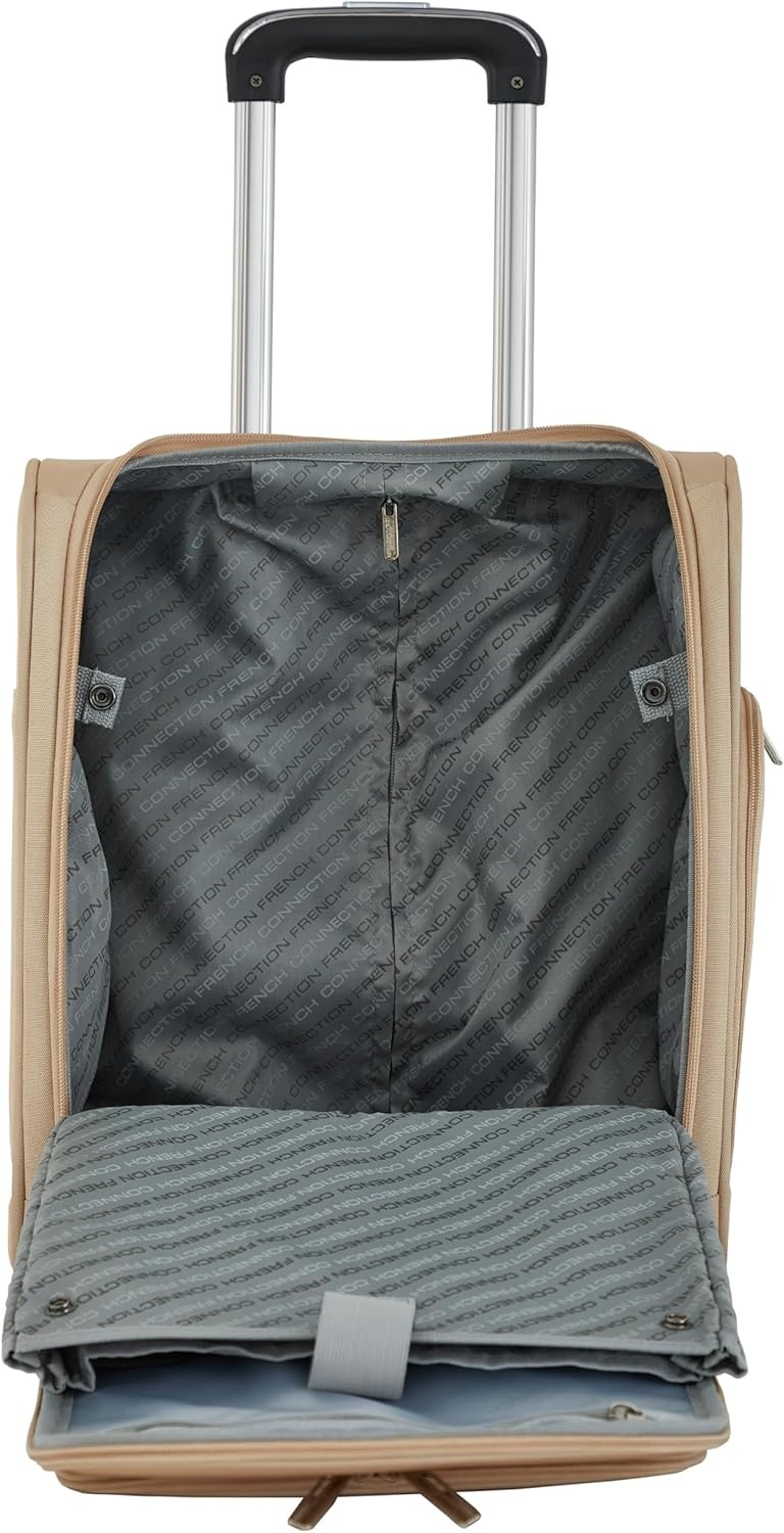 image:imageFrench Connection 16 Underseat CarryOn Luggage with USBUSBC Ports BlackToasted Almond
