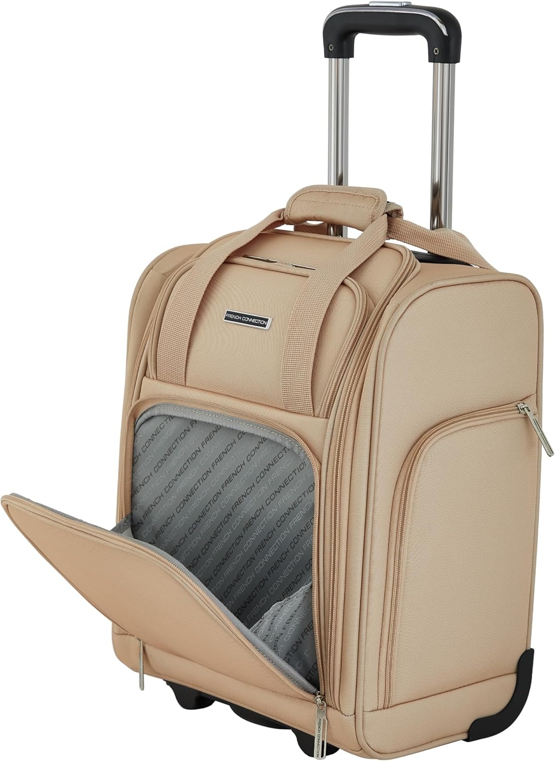 image:imageFrench Connection 16 Underseat CarryOn Luggage with USBUSBC Ports BlackToasted Almond