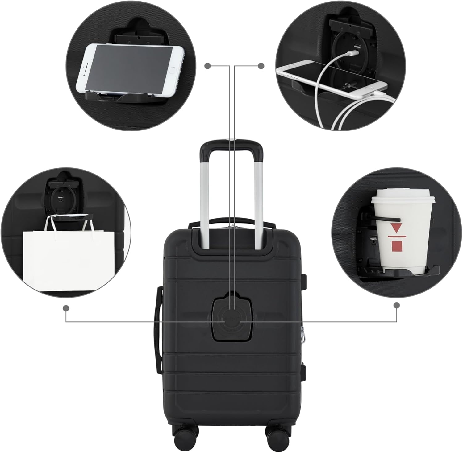 image:imageFrench Connection St Martin CarryOn Luggage with Cup HolderUSB Ports Blue DepthsBlack