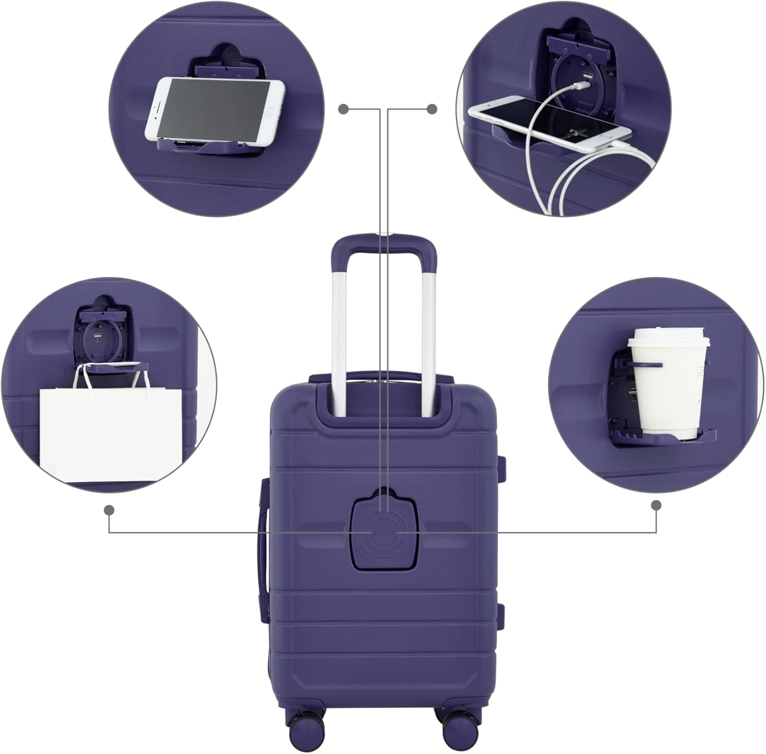 image:imageFrench Connection St Martin CarryOn Luggage with Cup HolderUSB Ports Blue DepthsBlue Depths