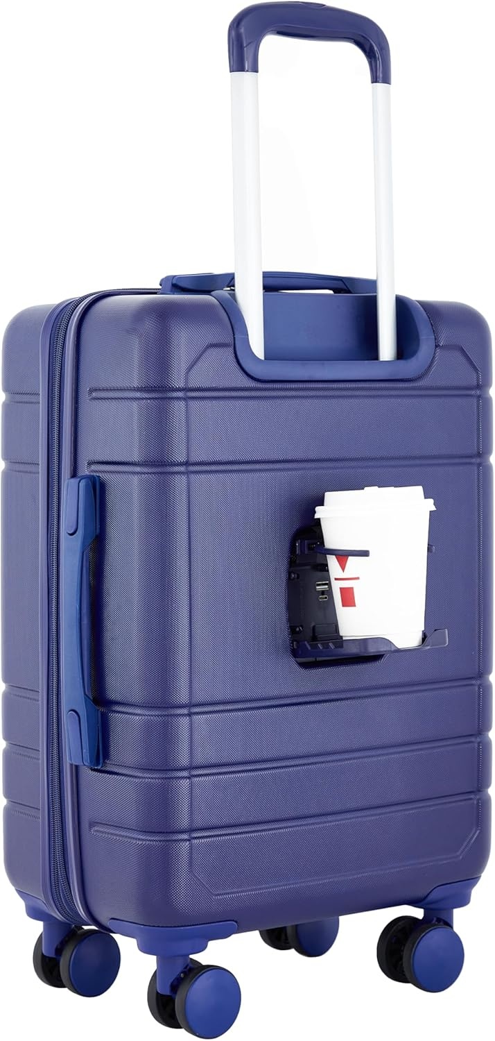image:imageFrench Connection St Martin CarryOn Luggage with Cup HolderUSB Ports Blue DepthsBlue Depths