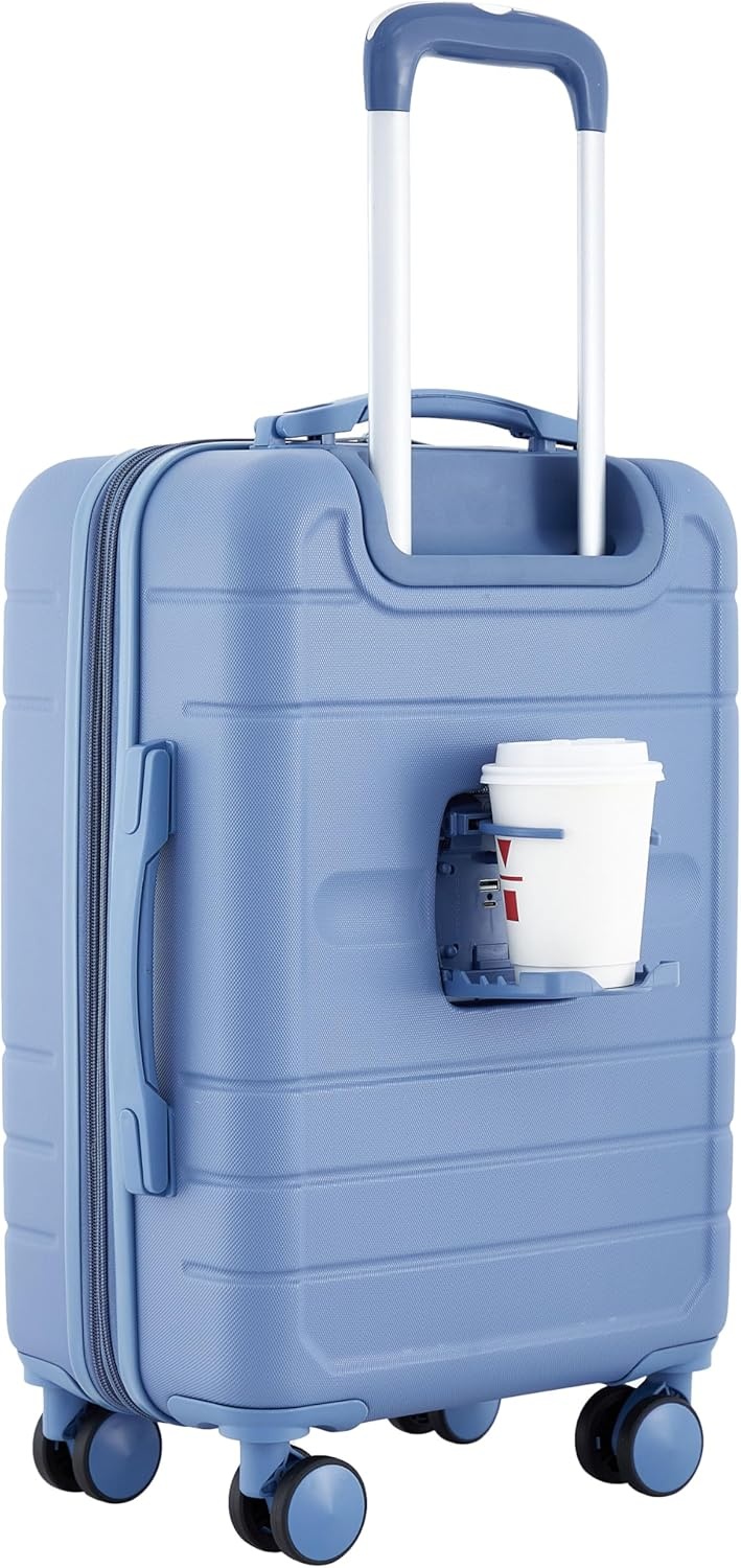 image:imageFrench Connection St Martin CarryOn Luggage with Cup HolderUSB Ports Blue DepthsStormy Blue