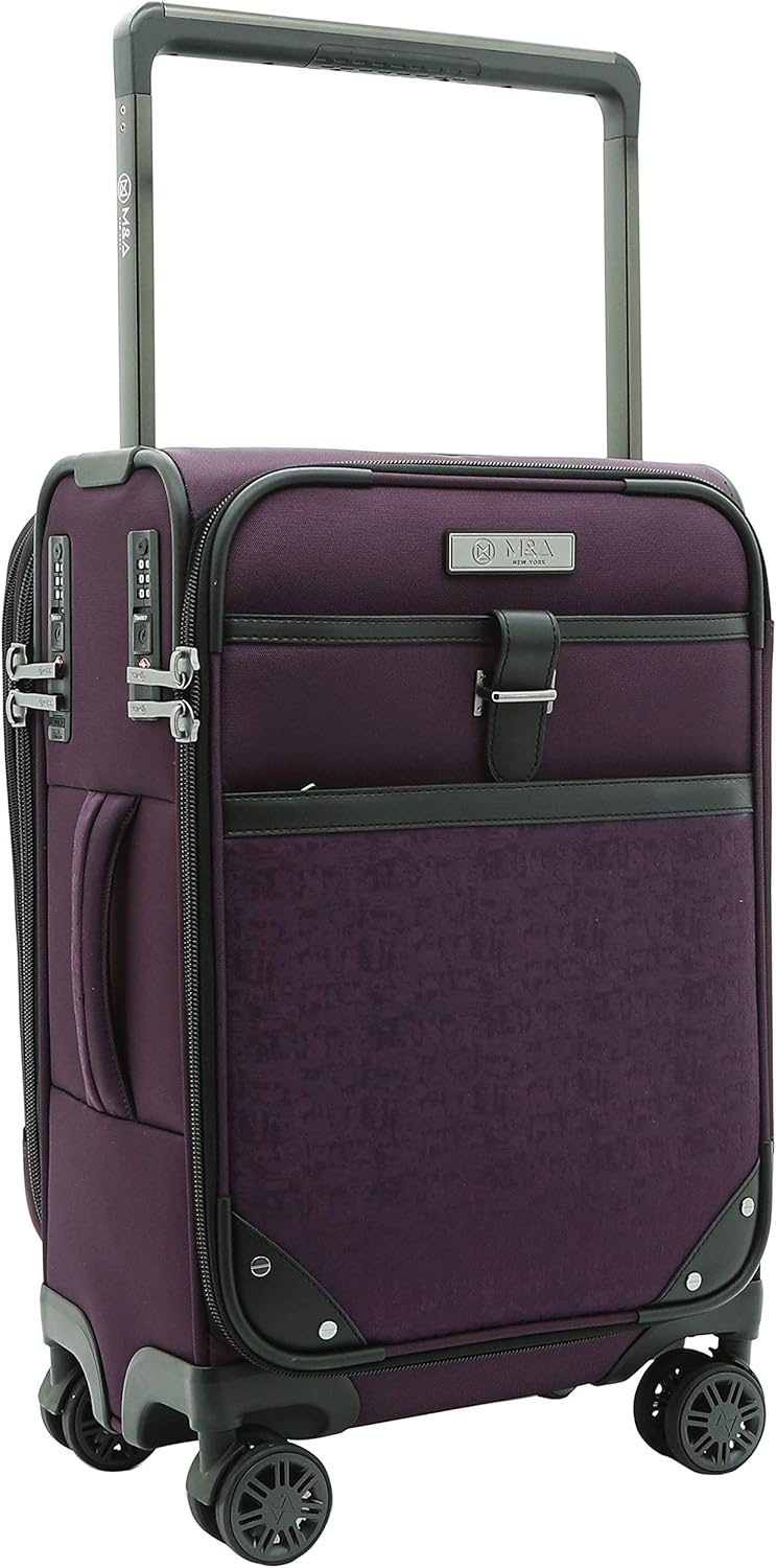image:imageMampA Dual Opening Wide Trolley CarryOn Luggage Black 22InchPurple