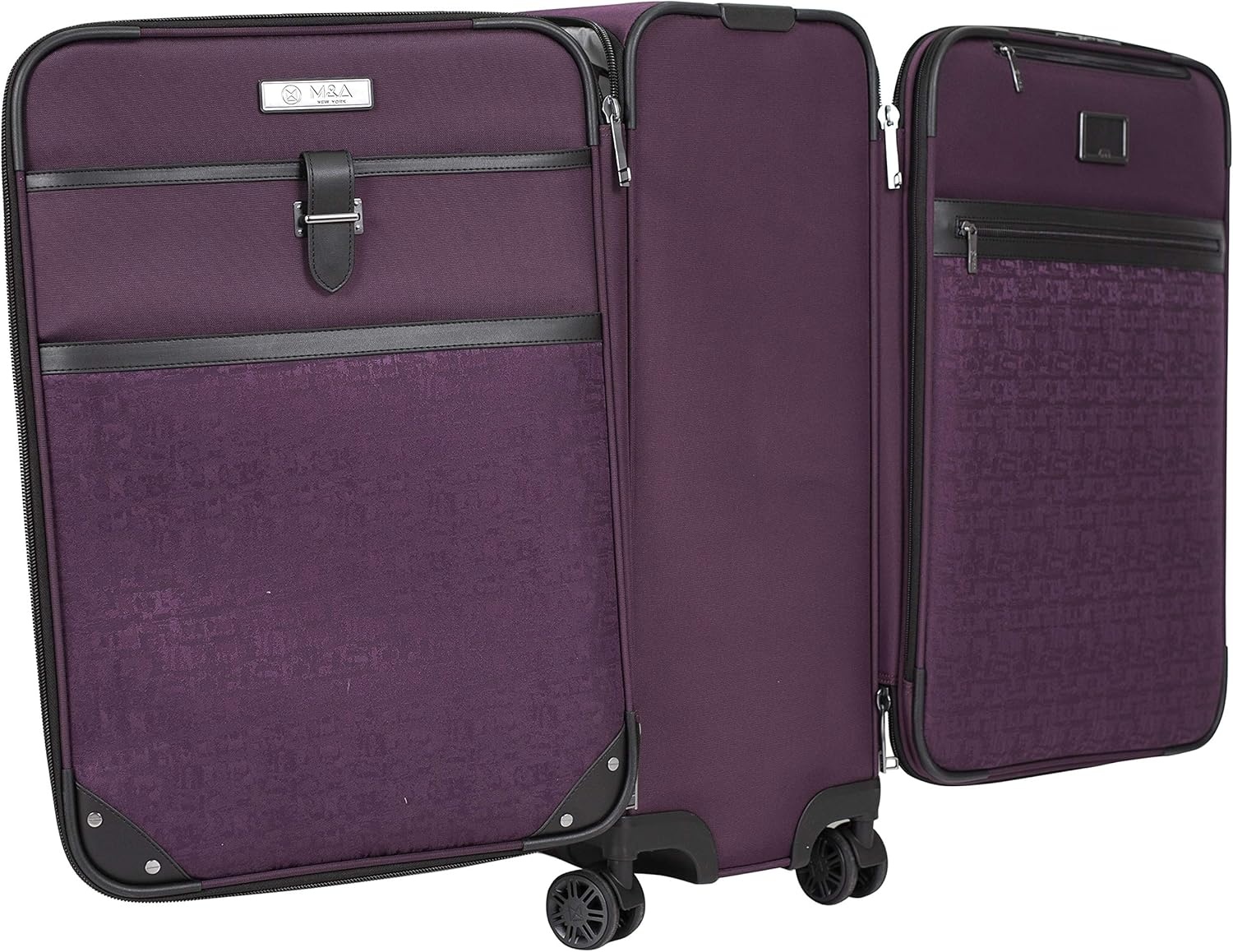image:imageMampA Dual Opening Wide Trolley CarryOn Luggage Black 22InchPurple