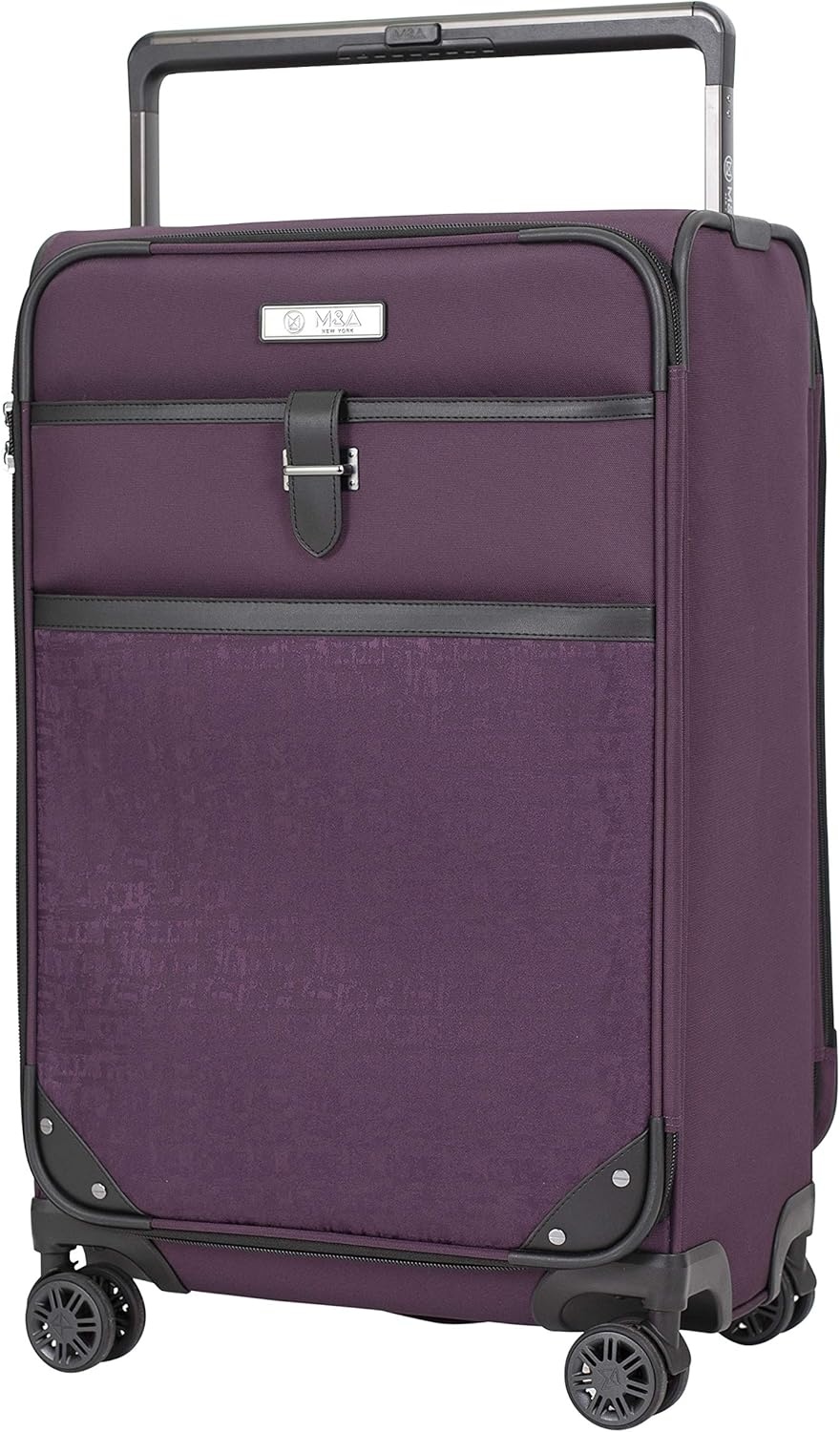 image:imageMampA Dual Opening Wide Trolley CarryOn Luggage Black 22InchPurple