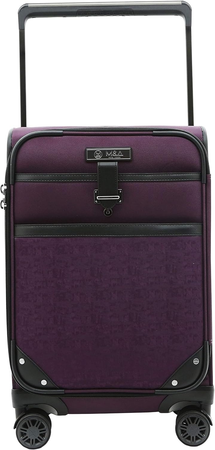 image:imageMampA Dual Opening Wide Trolley CarryOn Luggage Black 22InchPurple