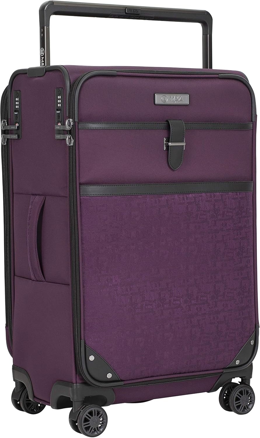 image:imageMampA Dual Opening Wide Trolley CarryOn Luggage Black 22InchPurple