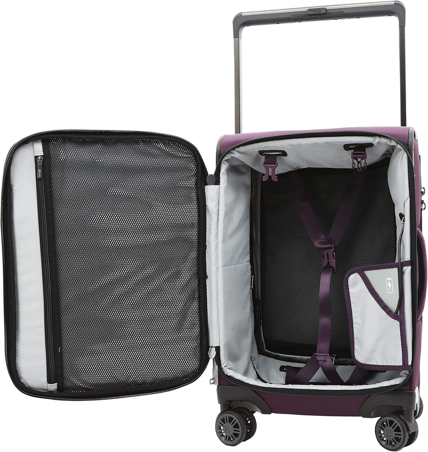 image:imageMampA Dual Opening Wide Trolley CarryOn Luggage Black 22InchPurple