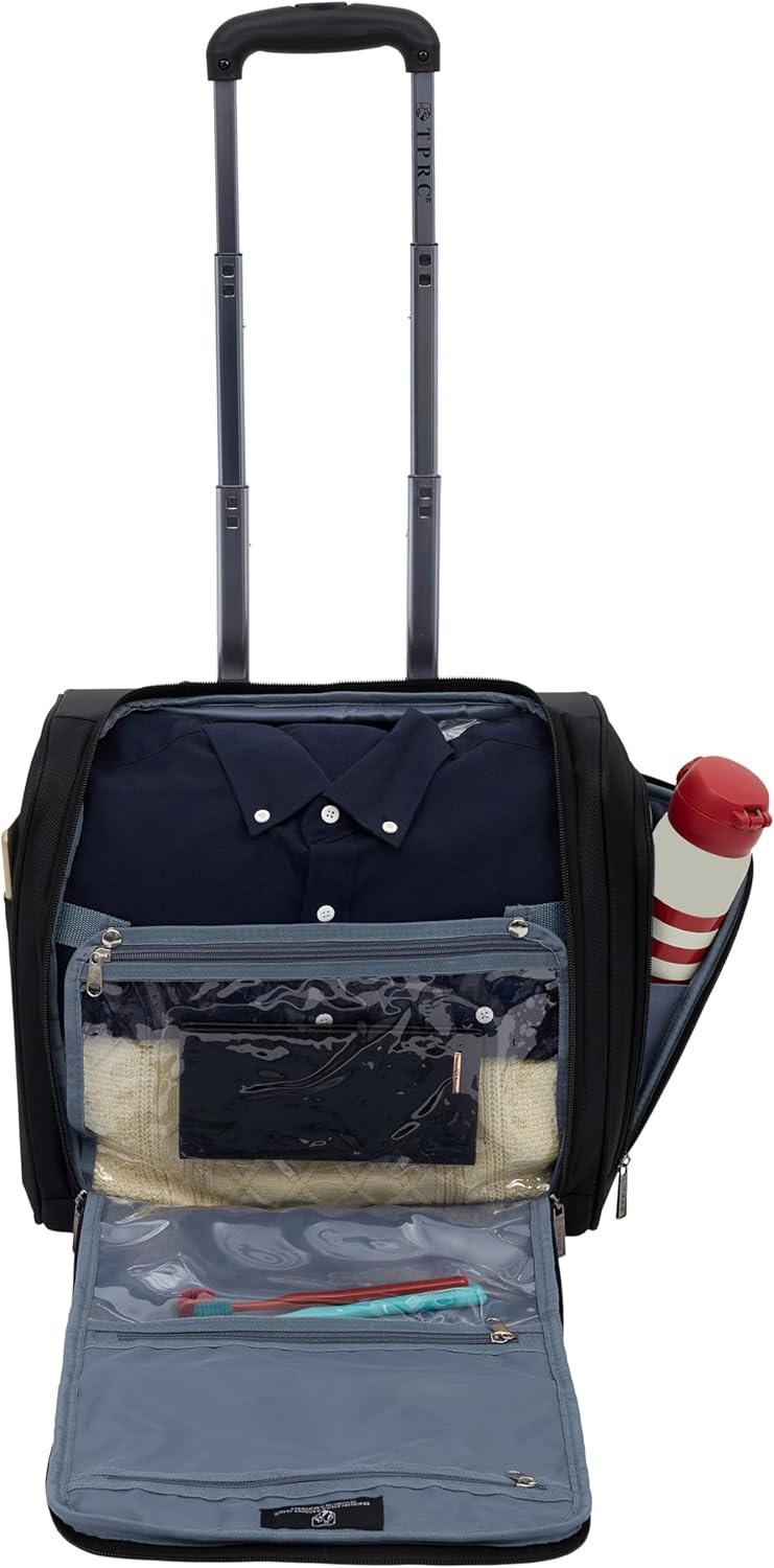 image:imageTPRC 15 Underseat CarryOn Luggage Airline Approved Personal Item with USB Charging Port PurpleBlack