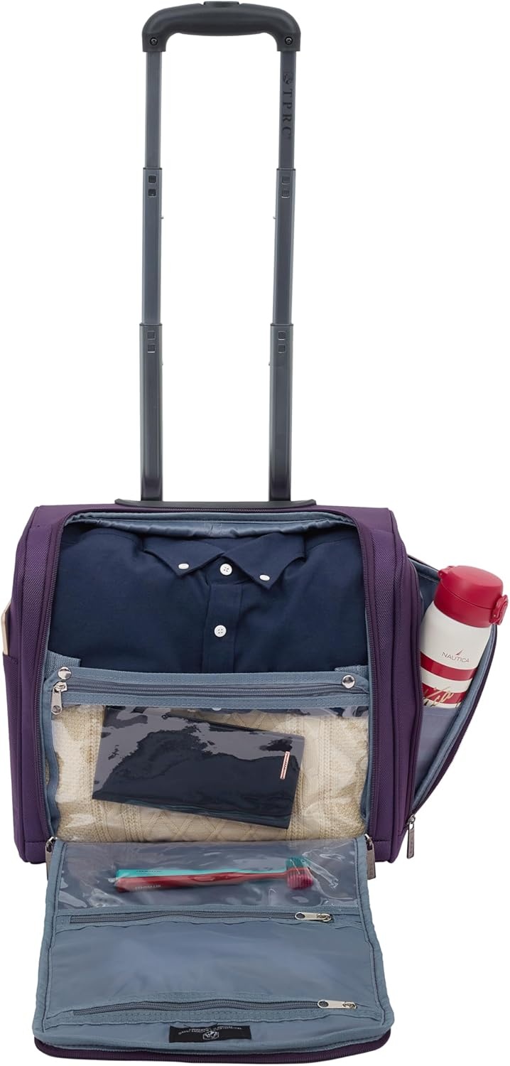 image:imageTPRC 15 Underseat CarryOn Luggage Airline Approved Personal Item with USB Charging Port PurplePurple
