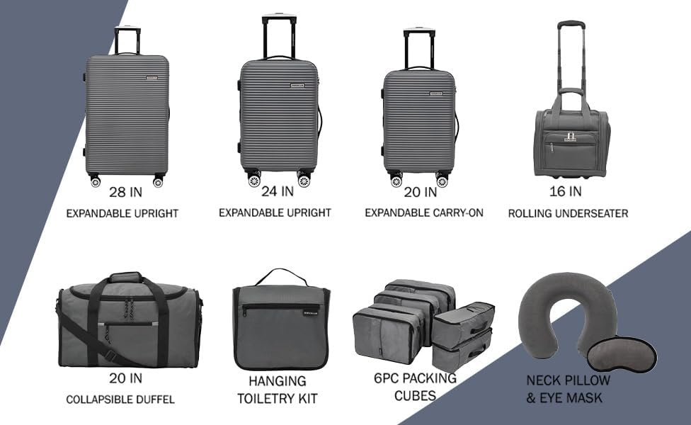image:imageTravelers Club 14 Piece Riddock Luggage and Travel Accessories Set Navy BlueCharcoal
