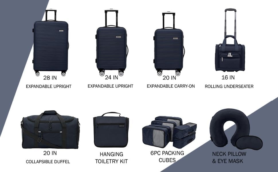 image:imageTravelers Club 14 Piece Riddock Luggage and Travel Accessories Set Navy BlueNavy Blue