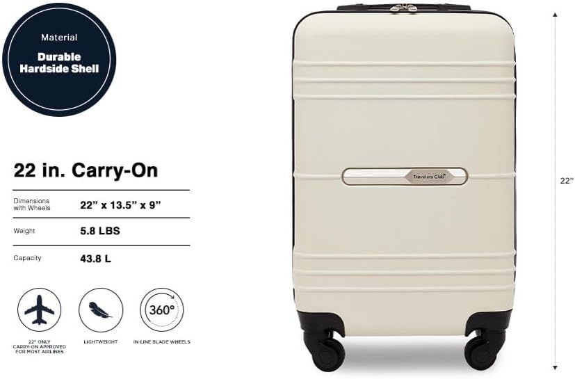 image:imageTravelers Club 22 Richmond Spinner CarryOn Luggage BoneBone