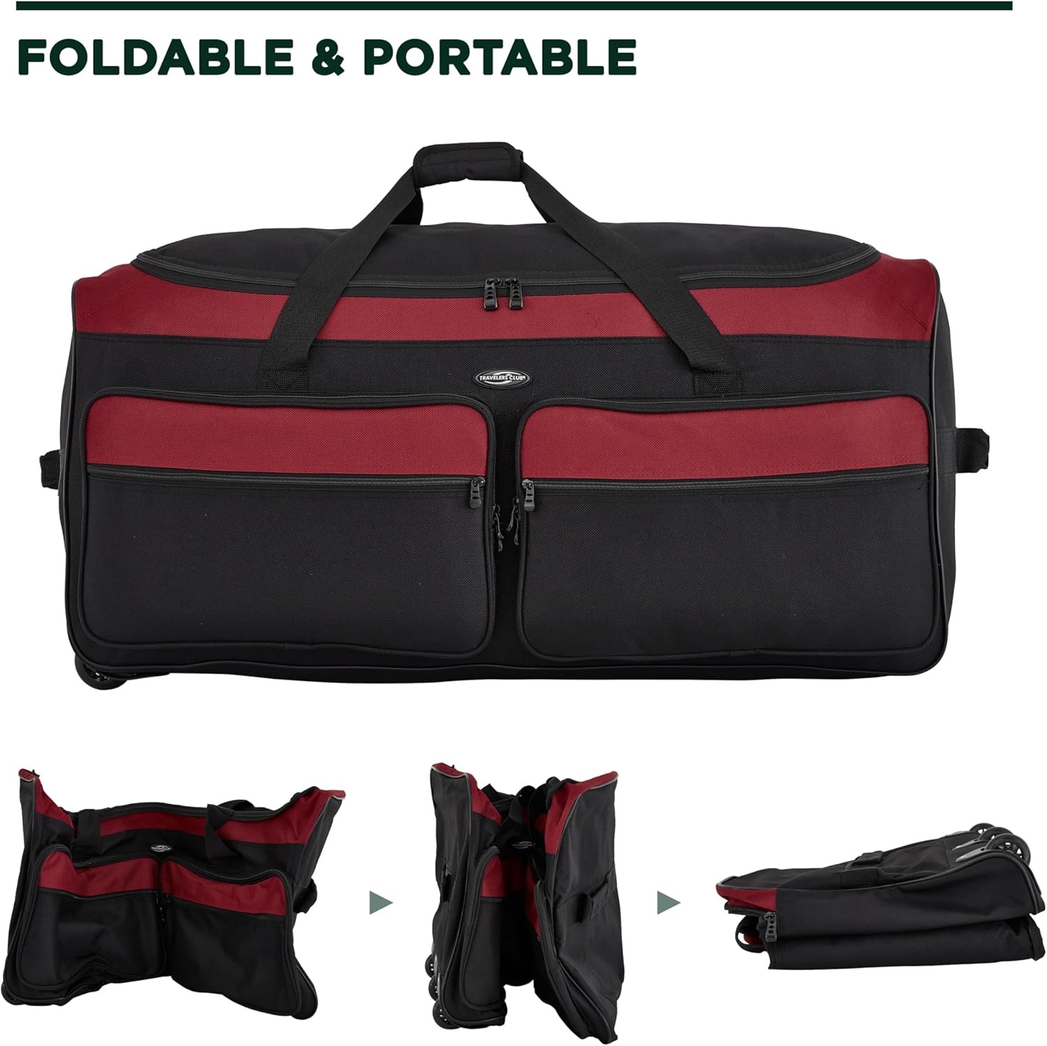 image:imageTravelers Club 36 Asgard 3Wheel Rolling Duffel BagRed