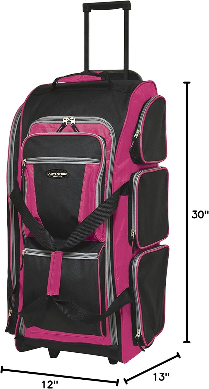 image:imageTravelers Club Xpedition 30 Inch MultiPocket Upright Rolling Duffel BagHot Pink