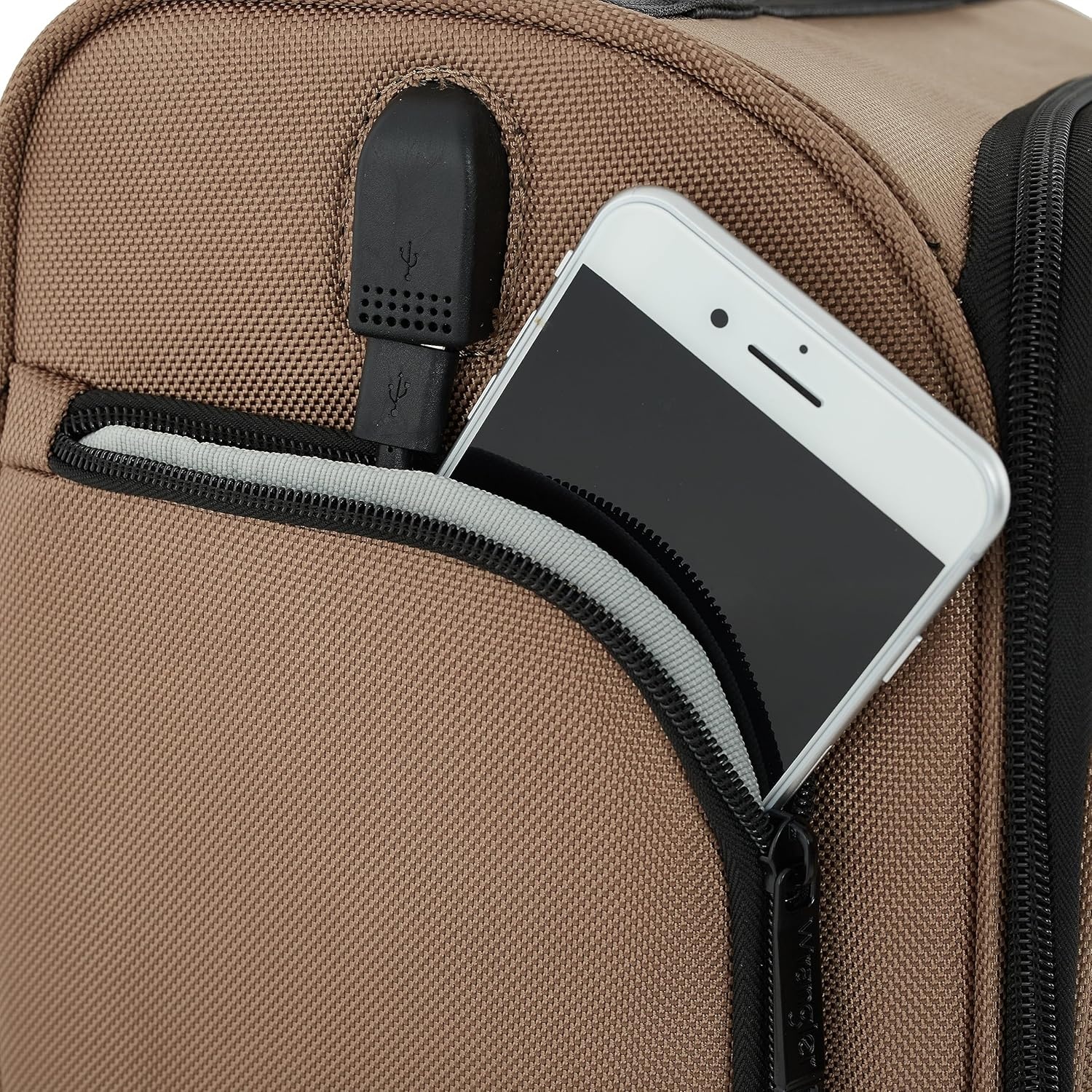image:imageWrangler 17 Underseat Spinner CarryOn Luggage CharcoalMocha