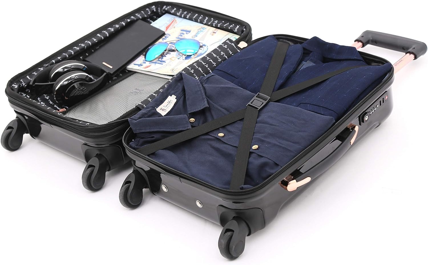 image:imagekensie 20 Alma CarryOn TSALock Spinner Luggage BlackBlack