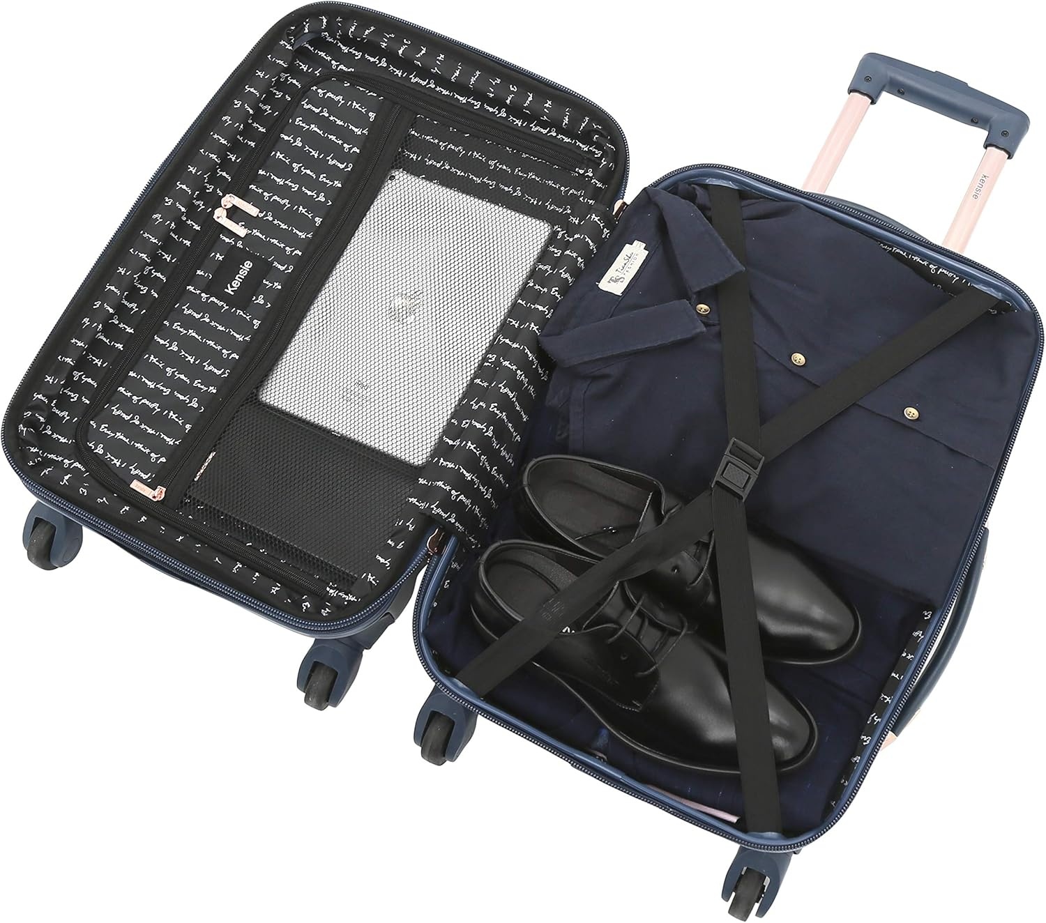 image:imagekensie 20 Alma CarryOn TSALock Spinner Luggage BlackMidnight Blue