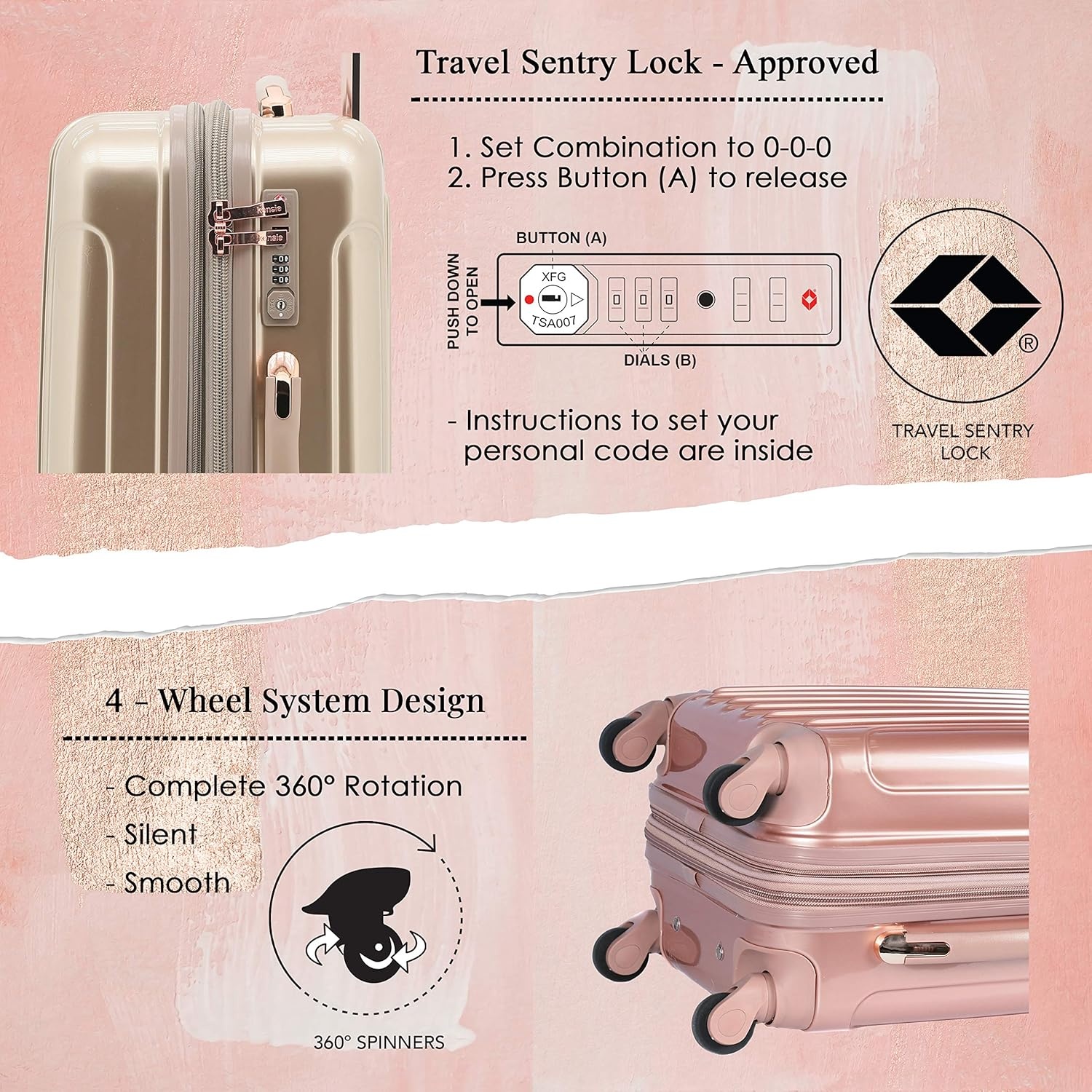 image:imagekensie 20 Alma CarryOn TSALock Spinner Luggage BlackSilver