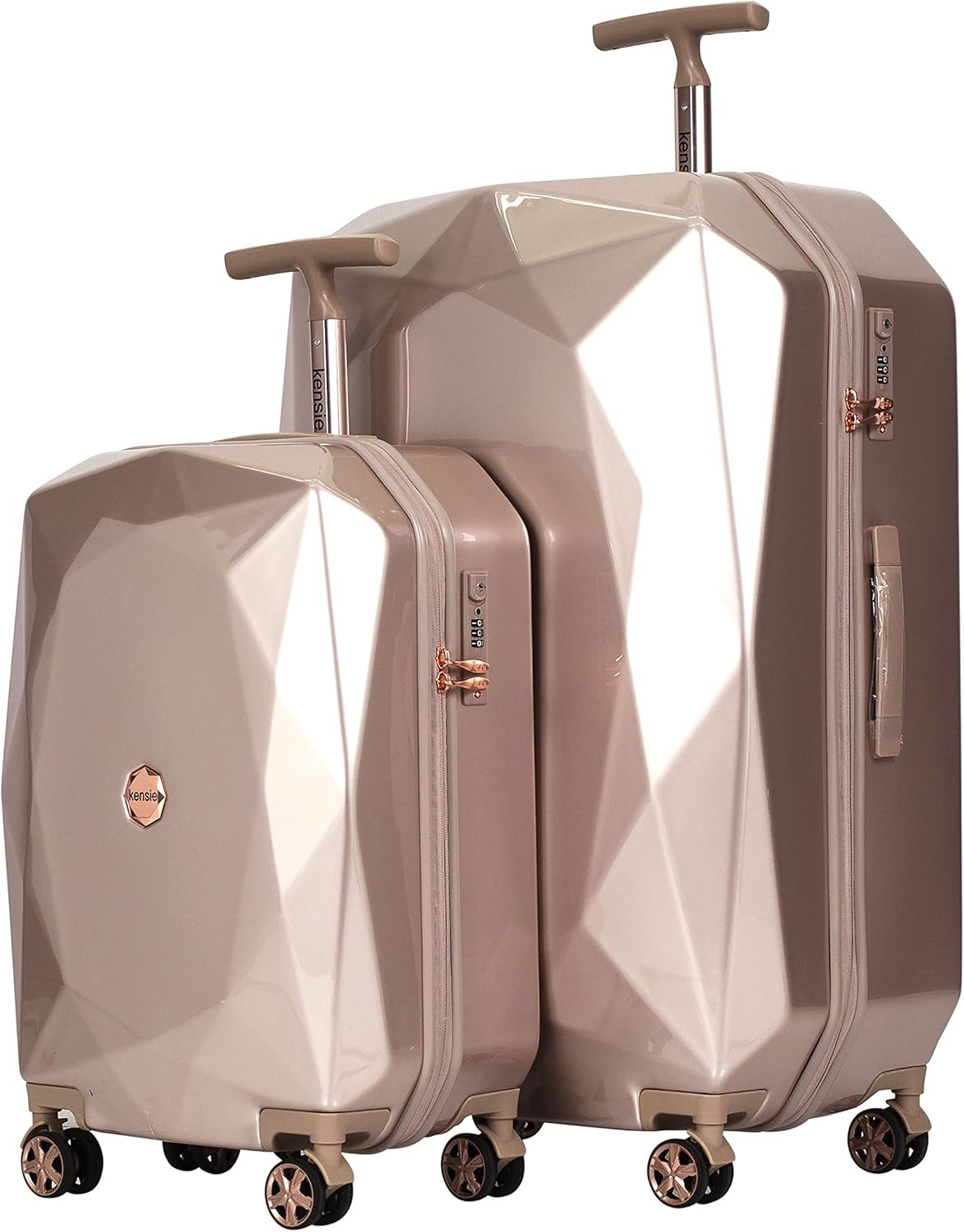 image:imagekensie Womens 2 Piece or 20 3D Gemstone Luggage Set Mint 2 PC 28Rose Gold