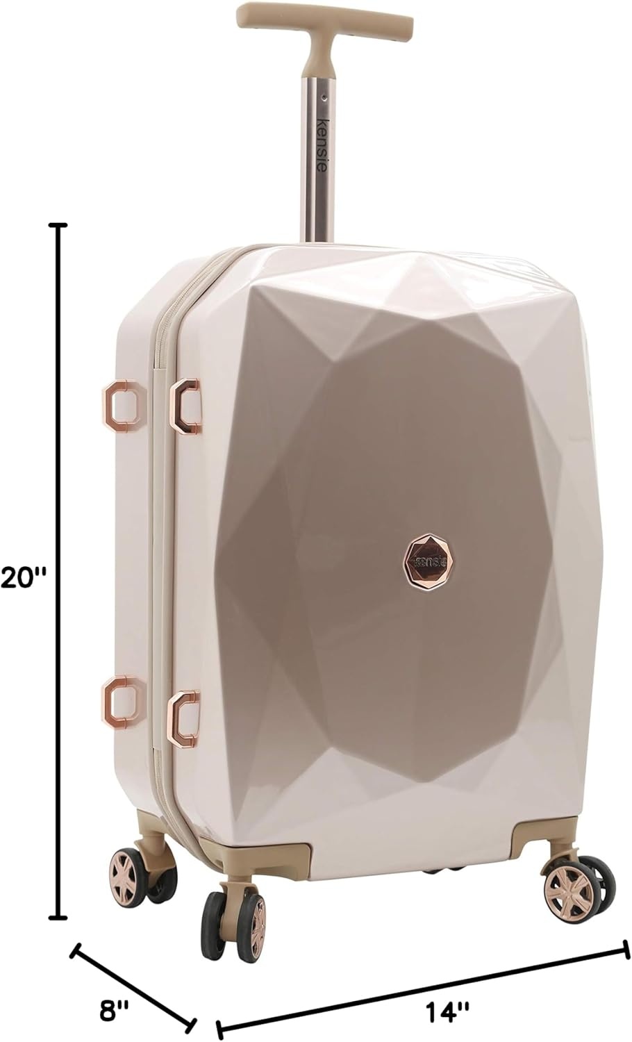 image:imagekensie Womens 2 Piece or 20 3D Gemstone Luggage Set Mint 2 PC 28Rose Gold