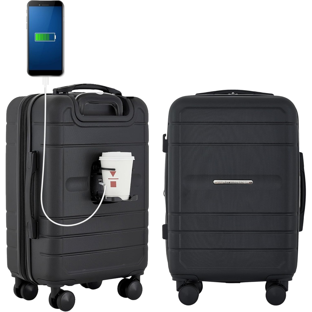 image:imageFrench Connection St Martin CarryOn Luggage with Cup HolderUSB Ports Blue DepthsBlack