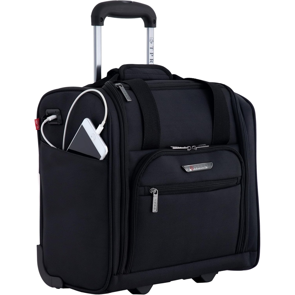 image:imageTPRC 15 Underseat CarryOn Luggage Airline Approved Personal Item with USB Charging Port PurpleBlack