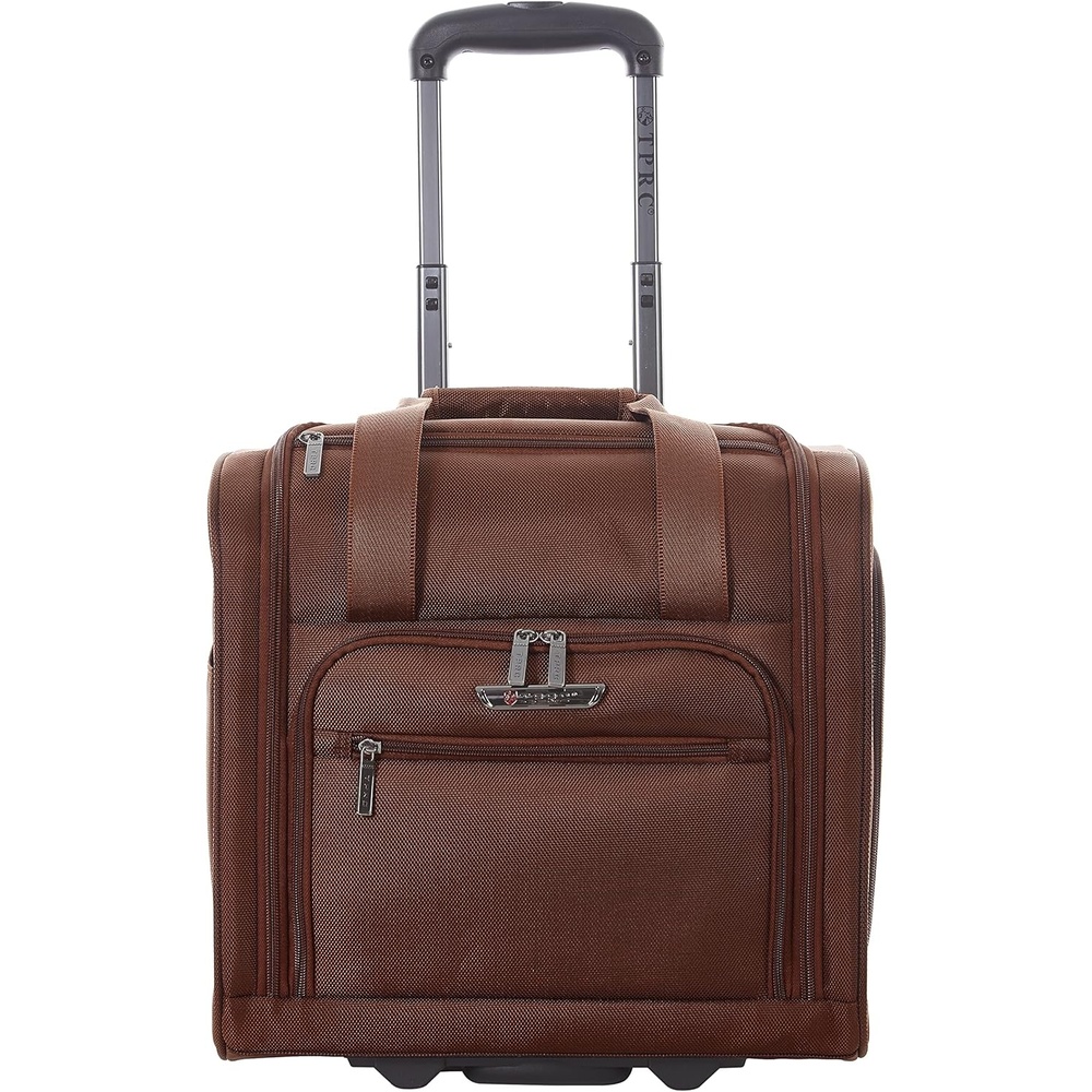 image:imageTPRC 15 Underseat CarryOn Luggage Airline Approved Personal Item with USB Charging Port PurpleBrown