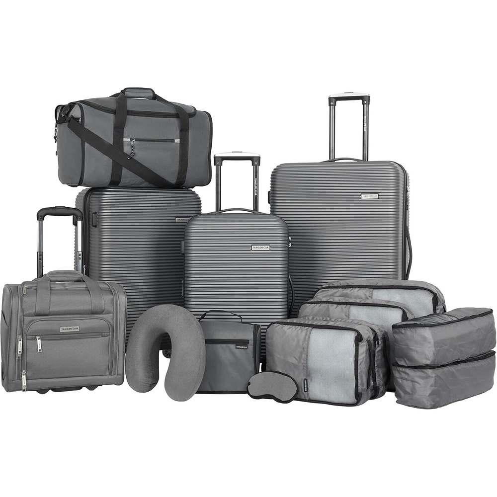 image:imageTravelers Club 14 Piece Riddock Luggage and Travel Accessories Set Navy BlueCharcoal