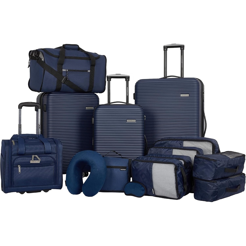 image:imageTravelers Club 14 Piece Riddock Luggage and Travel Accessories Set Navy BlueNavy Blue