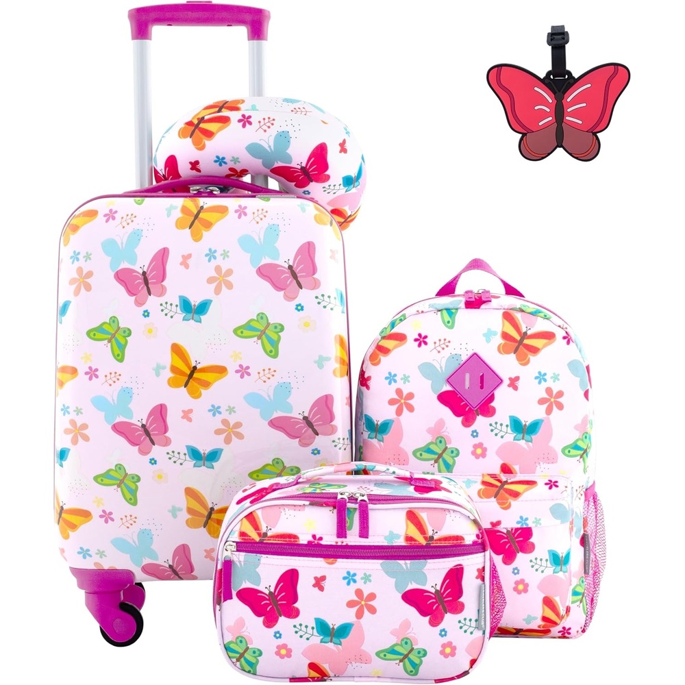 image:imageTravelers Club 5 Piece Kids Luggage Set ButterflyButterfly