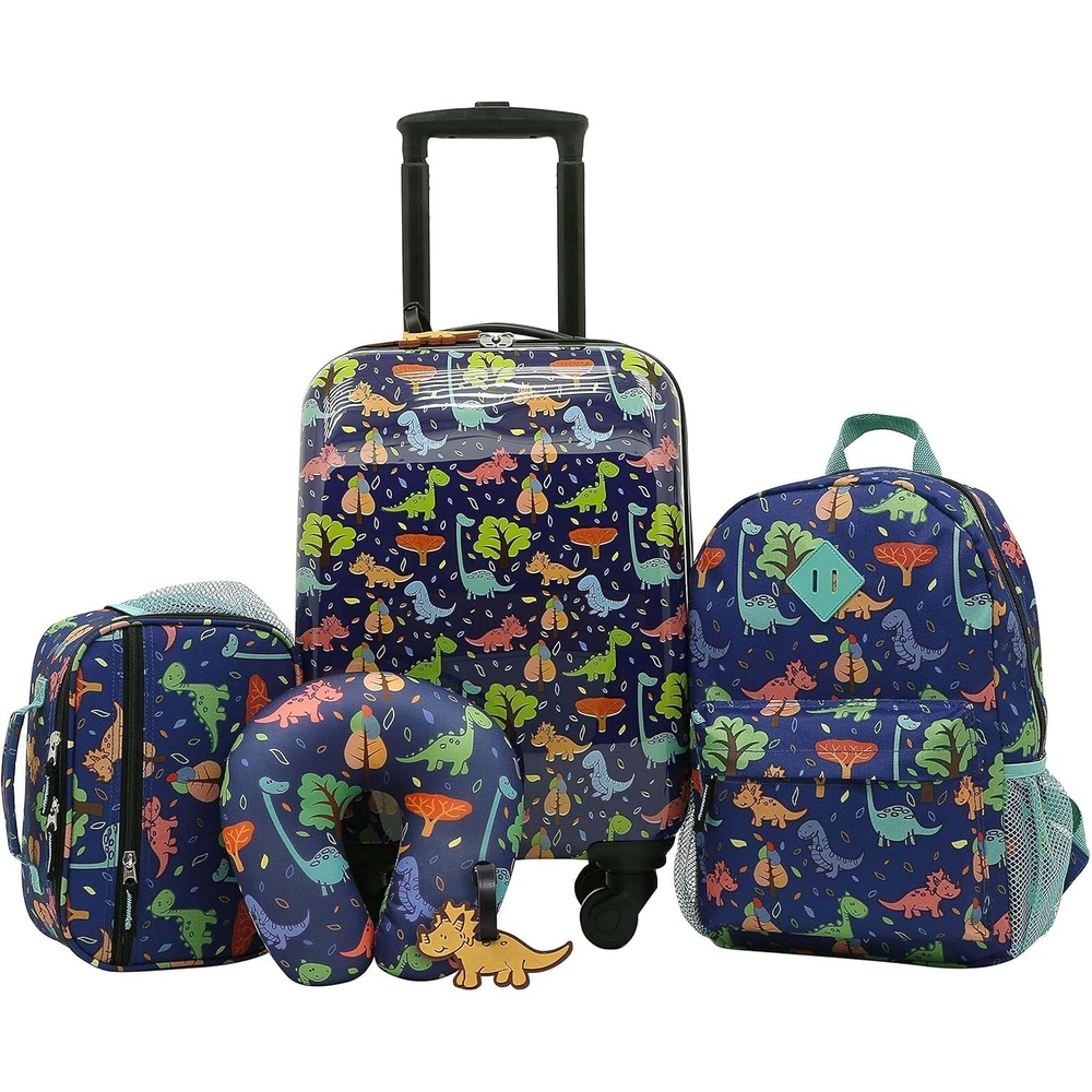 image:imageTravelers Club 5 Piece Kids Luggage Set ButterflyDino